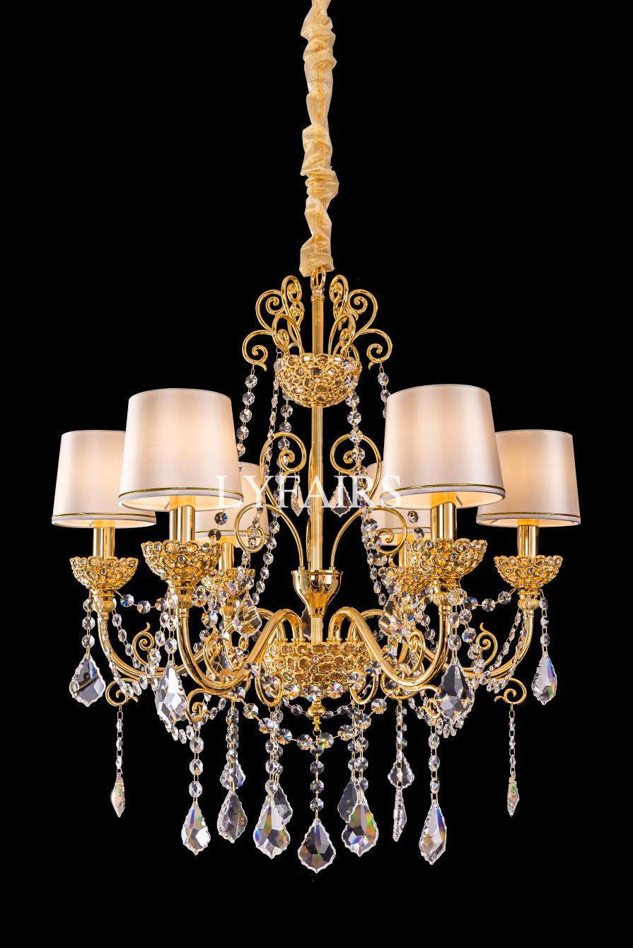 Vintage Baroque Palace Style Gilded Crystal Candle Chandelier Collection