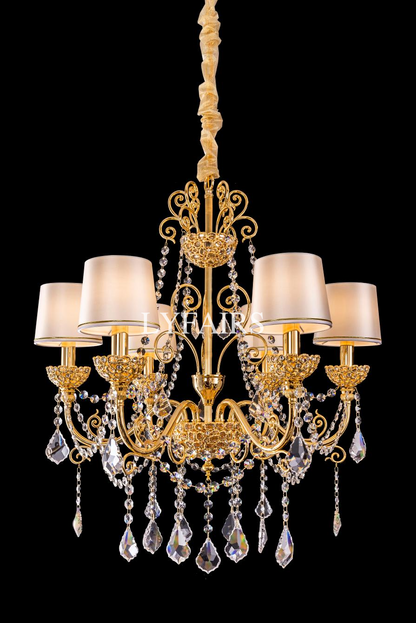 Vintage Baroque Palace Style Gilded Crystal Candle Chandelier Collection