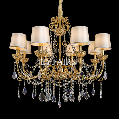 Vintage Baroque Palace Style Gilded Crystal Candle Chandelier Collection
