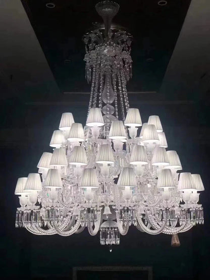 Light Luxury Classic Short Version Tiered Candle Light Crystal Chandelier for High-ceiling Rooms/Living Room