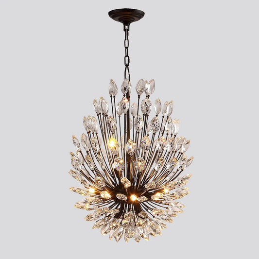 Lustre en cristal en forme de bouquet de fleurs, style art moderne, idéal pour un salon, une salle à manger ou un café.