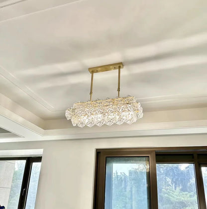 Modern Rectangle Crystal Pendant Chandelier for Dining Table/Kitchen Island/Bar
