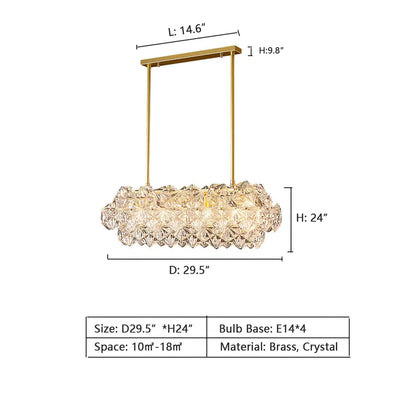 Modern Rectangle Crystal Pendant Chandelier for Dining Table/Kitchen Island/Bar