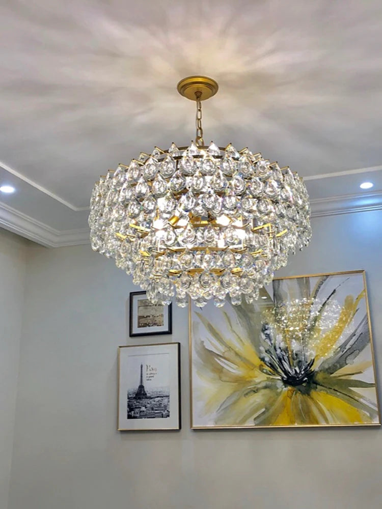 Nouveau lustre moderne en cristal à plusieurs niveaux pour salon/salle à manger/chambre/café