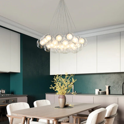 Lampadario moderno con sfere di vetro e luci a bolla di grandi dimensioni per soggiorno/sala da pranzo/negozio di abbigliamento 