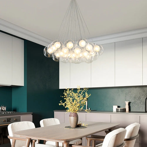 Lampadario moderno con sfere di vetro e luci a bolla di grandi dimensioni per soggiorno/sala da pranzo/negozio di abbigliamento 