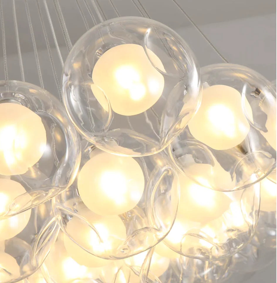 Lampadario moderno con sfere di vetro e luci a bolla di grandi dimensioni per soggiorno/sala da pranzo/negozio di abbigliamento 