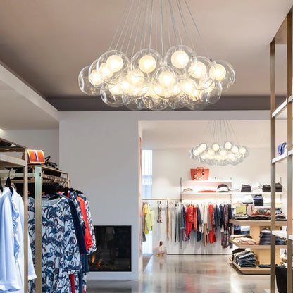 Lampadario moderno con sfere di vetro e luci a bolla di grandi dimensioni per soggiorno/sala da pranzo/negozio di abbigliamento 