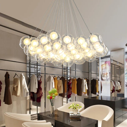 Lampadario moderno con sfere di vetro e luci a bolla di grandi dimensioni per soggiorno/sala da pranzo/negozio di abbigliamento 
