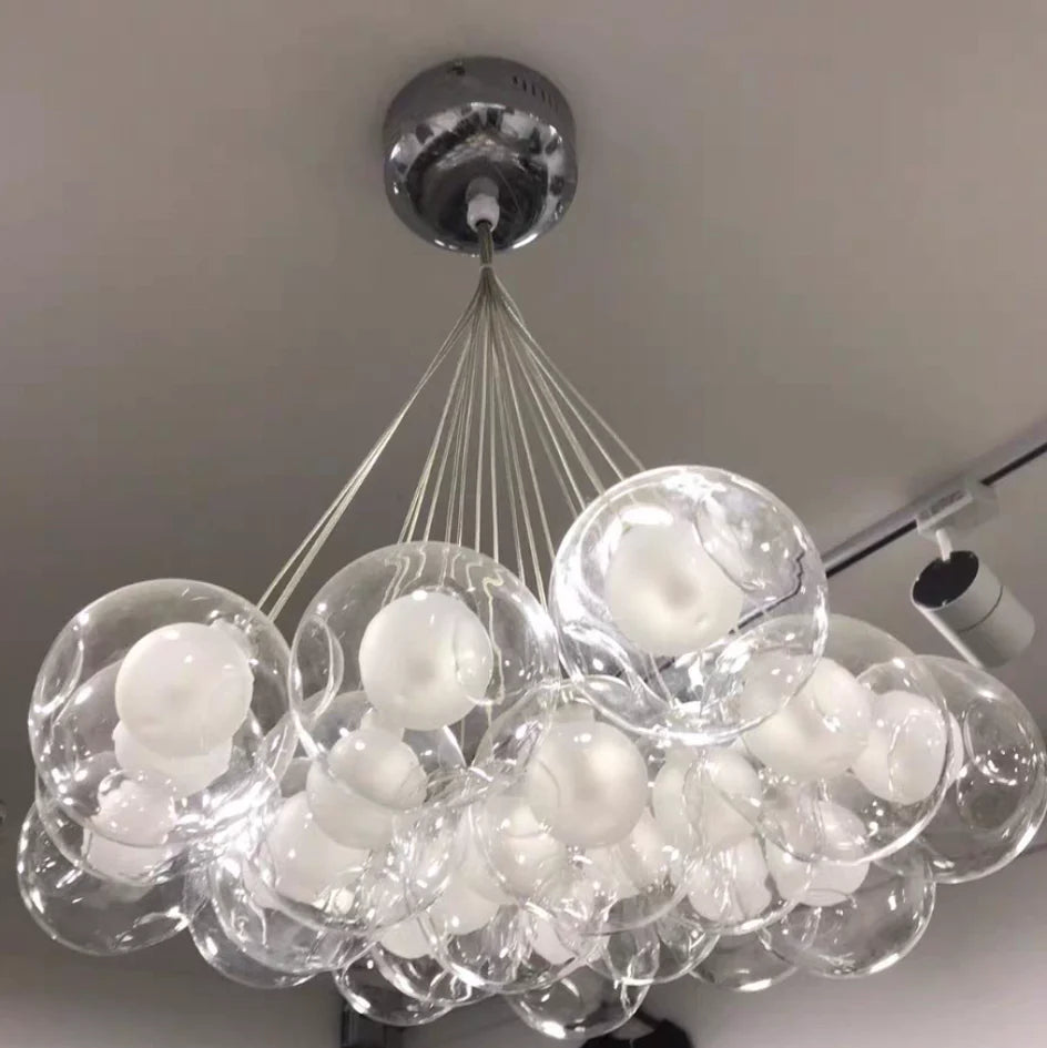 Lampadario moderno con sfere di vetro e luci a bolla di grandi dimensioni per soggiorno/sala da pranzo/negozio di abbigliamento 