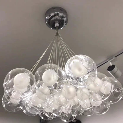 Lampadario moderno con sfere di vetro e luci a bolla di grandi dimensioni per soggiorno/sala da pranzo/negozio di abbigliamento 