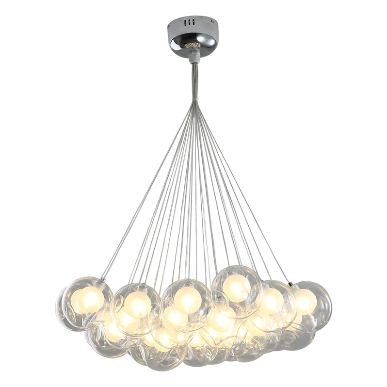 Lampadario moderno con sfere di vetro e luci a bolla di grandi dimensioni per soggiorno/sala da pranzo/negozio di abbigliamento 
