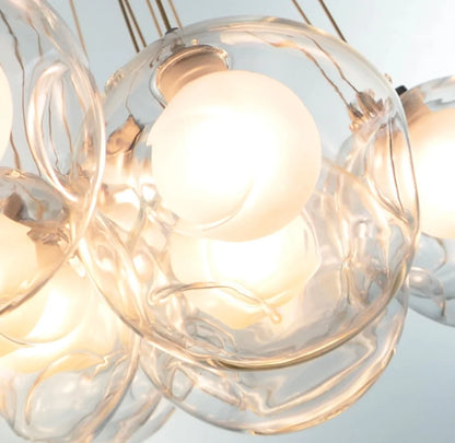 Lampadario moderno con sfere di vetro e luci a bolla di grandi dimensioni per soggiorno/sala da pranzo/negozio di abbigliamento 