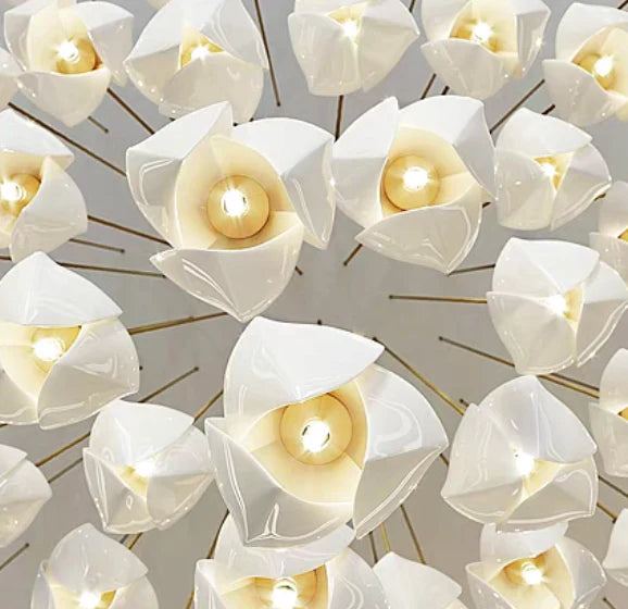 Oversize Nordic Magnolia Flower Chandelier for Stairs/Kitchen Island/High-Ceiling Room
