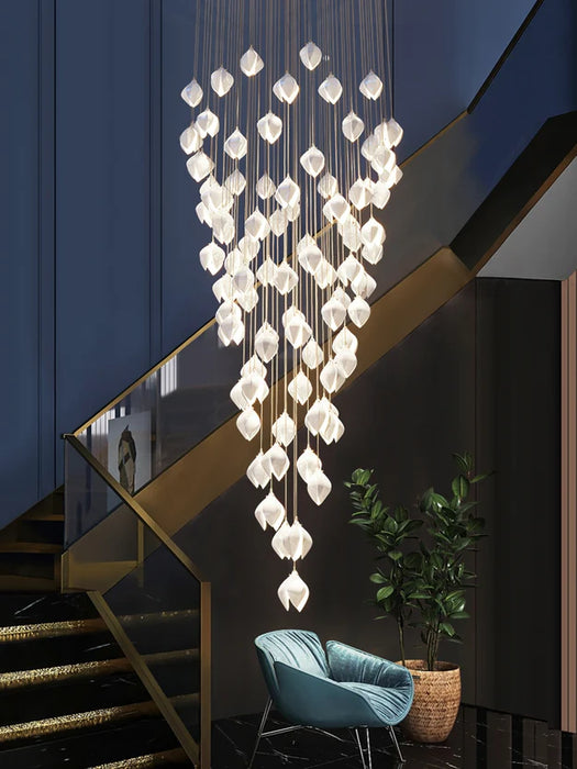 Oversize Nordic Magnolia Flower Chandelier for Stairs/Kitchen Island/High-Ceiling Room