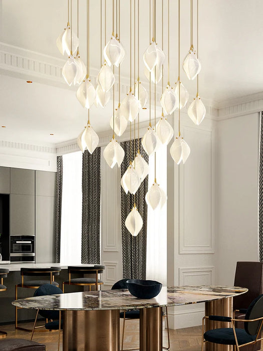 Oversize Nordic Magnolia Flower Chandelier for Stairs/Kitchen Island/High-Ceiling Room