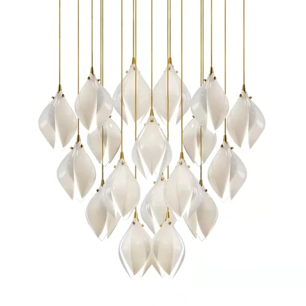 Oversize Nordic Magnolia Flower Chandelier for Stairs/Kitchen Island/High-Ceiling Room