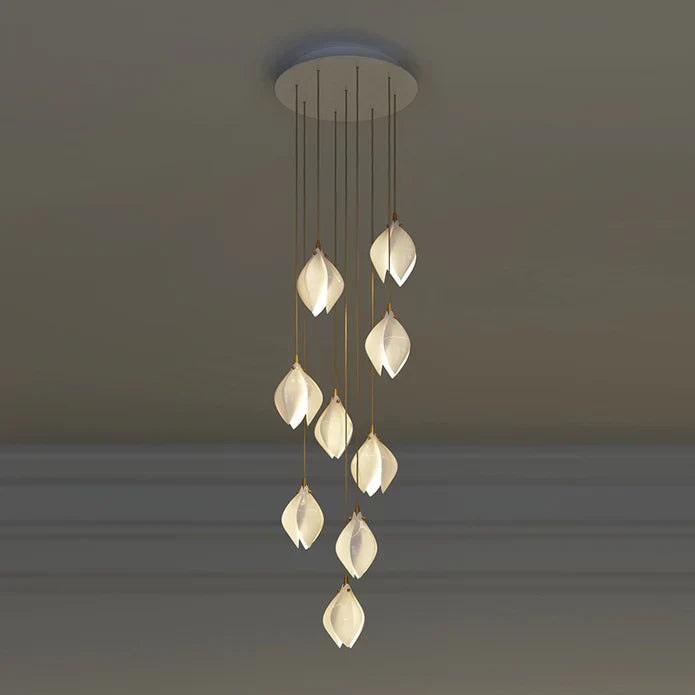 Nordic Magnolia Flower Ceramics Chandelier with Round Canopy