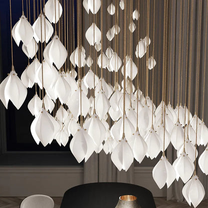 Nordic Magnolia Flower Ceramics Chandelier with Rectangular Canopy