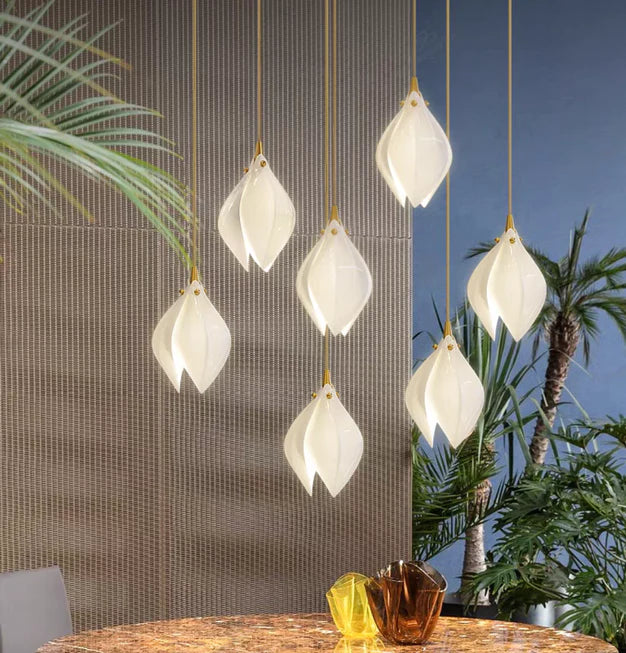 Oversize Nordic Magnolia Flower Chandelier for Stairs/Kitchen Island/High-Ceiling Room