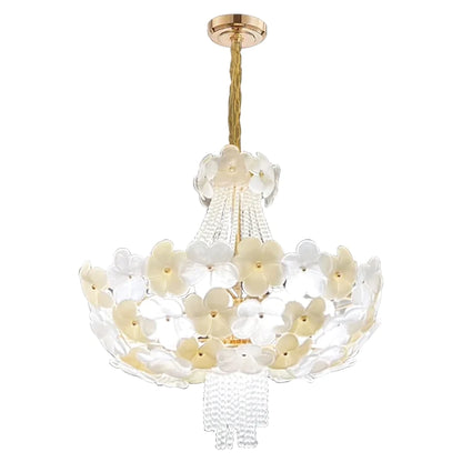Modern Light Luxury Designer Style Flower Light Crystal Pendant Chandelier for Living Room/Bedroom/Big Entryway
