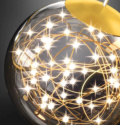 Modern Round Full Sky Star Light Transparent Glass Ball Chandelier for Living/Dining Room/Bedroom