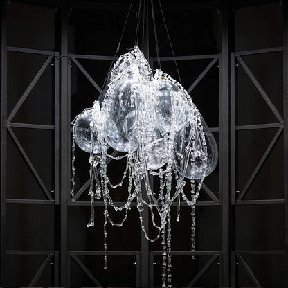 Modern Round Full Sky Star Light Transparent Glass Ball Chandelier for Living/Dining Room/Bedroom