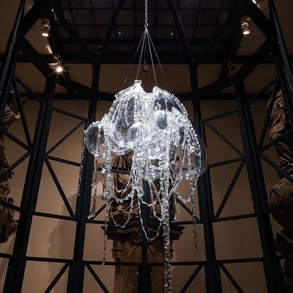 Modern Round Full Sky Star Light Transparent Glass Ball Chandelier for Living/Dining Room/Bedroom