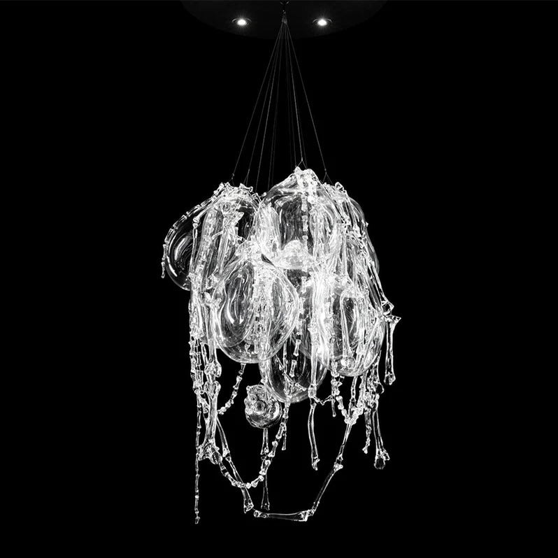 Modern Round Full Sky Star Light Transparent Glass Ball Chandelier for Living/Dining Room/Bedroom