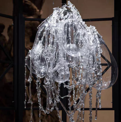 Modern Round Full Sky Star Light Transparent Glass Ball Chandelier for Living/Dining Room/Bedroom