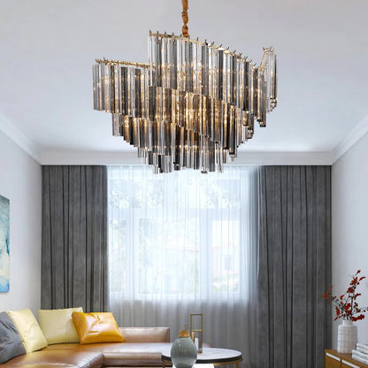 Large Modern Art Spiral Tiers Glass Pendant Chandelier for Living Room/Dining Room/Entryway