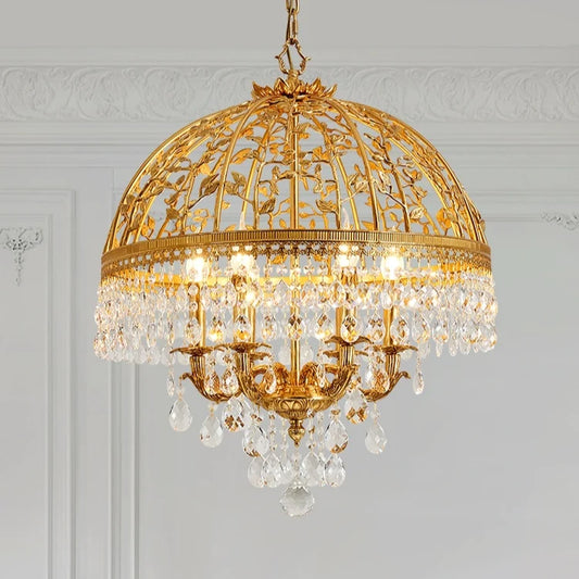 Lampadario a candela in stile barocco di lusso, con cristalli di rame, per ingresso/atrio/sala da pranzo