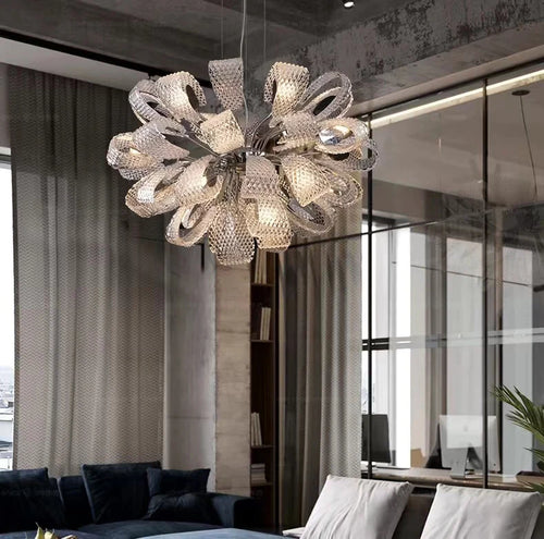 Lampadario a sospensione in vetro con bouquet di fiori in stile postmoderno per soggiorno/sala da pranzo/camera da letto