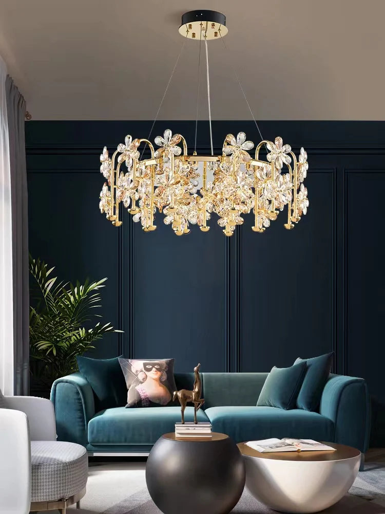 Designer Model Modern Light Luxury Flower Pendant Chandelier Suit for Living/Dining Room/Bedroom