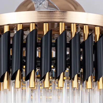 Light Luxury Invisible Fan Light Crystal Ceiling Chandelier for Living/Dining Room/Bedroom