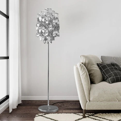 Post-modern Waterfall Spiral Floor Lamp in Chrome Finish for Living Room/Bedside