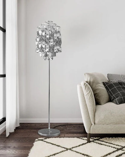 Post-modern Waterfall Spiral Floor Lamp in Chrome Finish for Living Room/Bedside