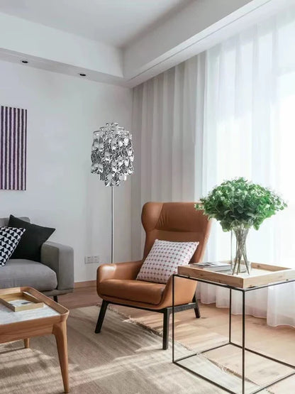 Post-modern Waterfall Spiral Floor Lamp in Chrome Finish for Living Room/Bedside