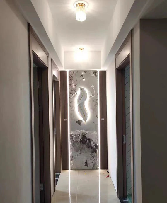 Light Luxury Creative White Resin Feather Wall Light For Living Room/Bedside/Foyer