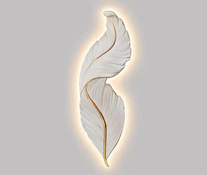 Light Luxury Creative White Resin Feather Wall Light For Living Room/Bedside/Foyer
