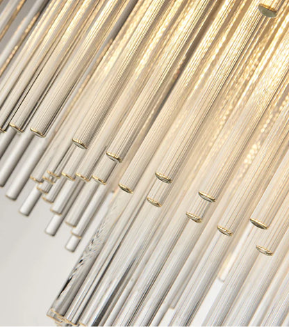 Light Luxury Tiered Crystal Rod Pendant Chandelier for Living/Dining Room