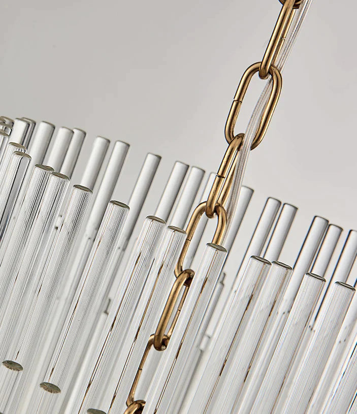 Light Luxury Tiered Crystal Rod Pendant Chandelier for Living/Dining Room