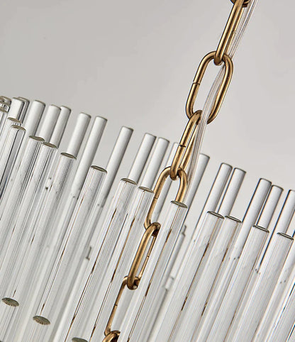 Light Luxury Tiered Crystal Rod Pendant Chandelier for Living/Dining Room