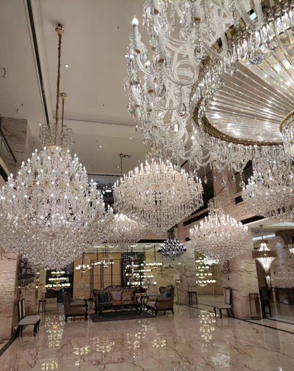 Huge Candle Crystal Chandelier for High-celing