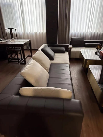 Piano-Shape Rectangle Leather Sofa