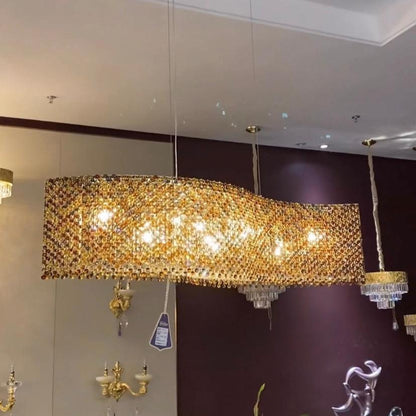 Oversized Luxury Curvilinear Crystal Pendant Chandelier for Dining Room/Kitchen Island/Living Room