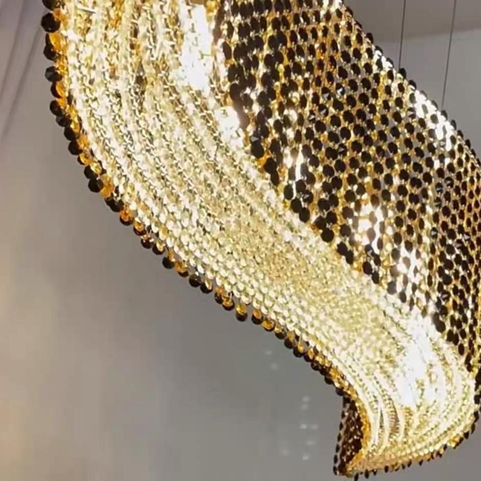 Oversized Luxury Curvilinear Crystal Pendant Chandelier for Dining Room/Kitchen Island/Living Room