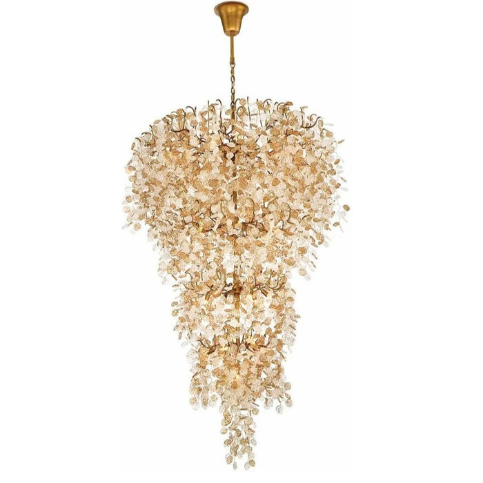 Extra Large Transitional Hand-strung Glass Wafers Chandelier for Staircase/Foyer