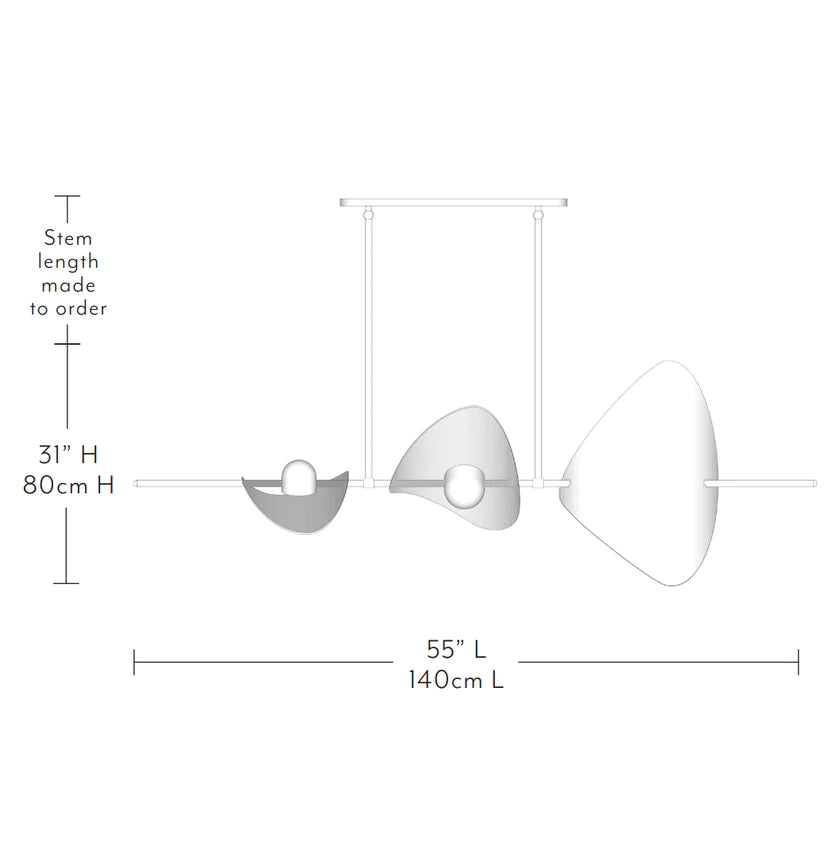 Lustre linéaire minimaliste en laiton pour salle à manger/îlot de cuisine