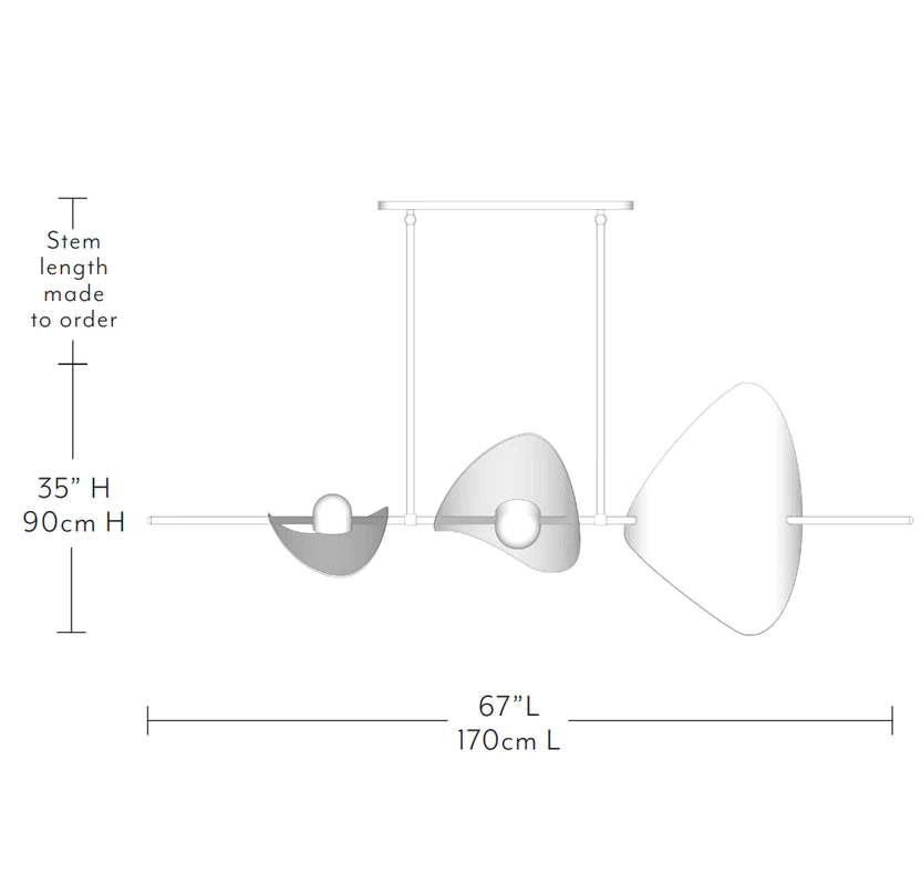 Lustre linéaire minimaliste en laiton pour salle à manger/îlot de cuisine